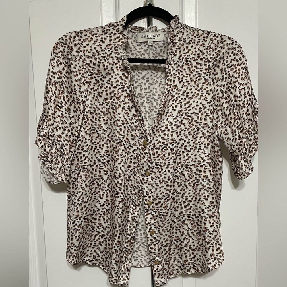 Hale Bob Leopard Print Blouse Size Xs / Oversized… - image 1